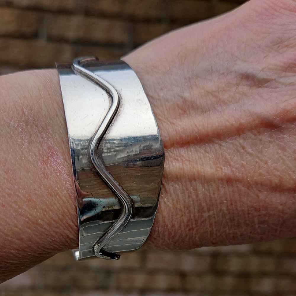 Sterling Silver Wave Cuff Bracelet